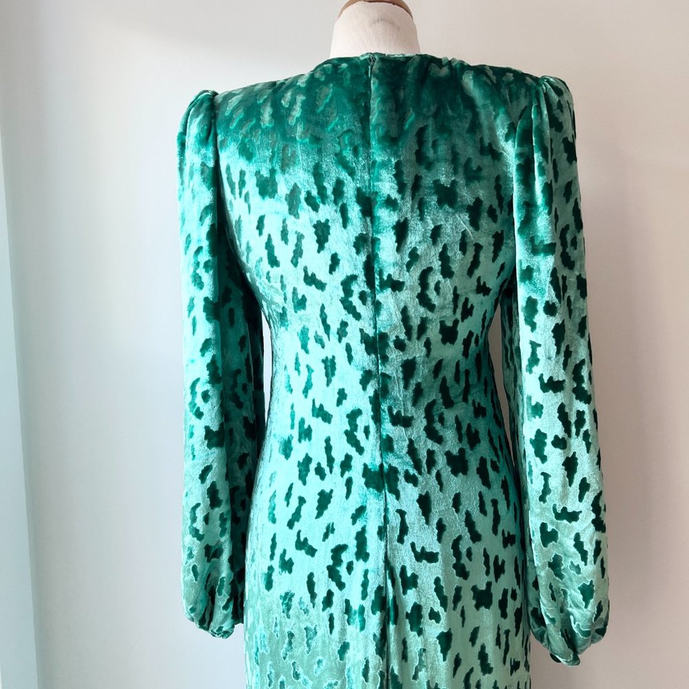 1980s RARE Oscar de la Renta green Velvet evening dress gown - Picture 6 of 10